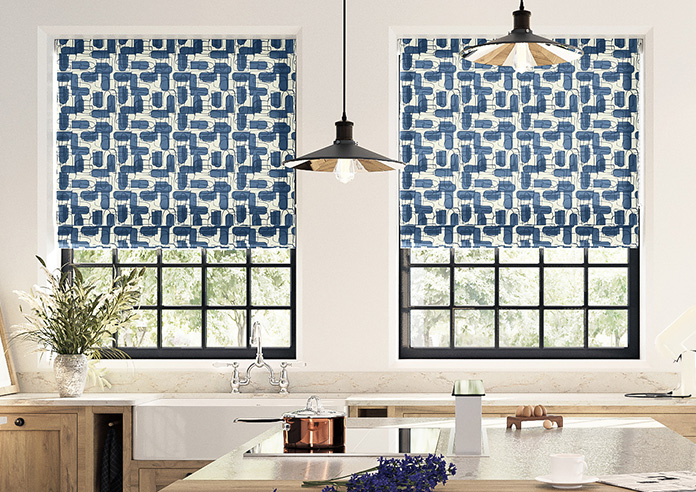 Meander, Navy - Twist&Fit Roman Blind - Image 3